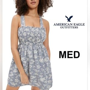 American Eagle Smocked Cross-Back Mini Dress